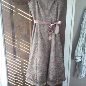 BCBG Max Azria Champagne lace tea dress